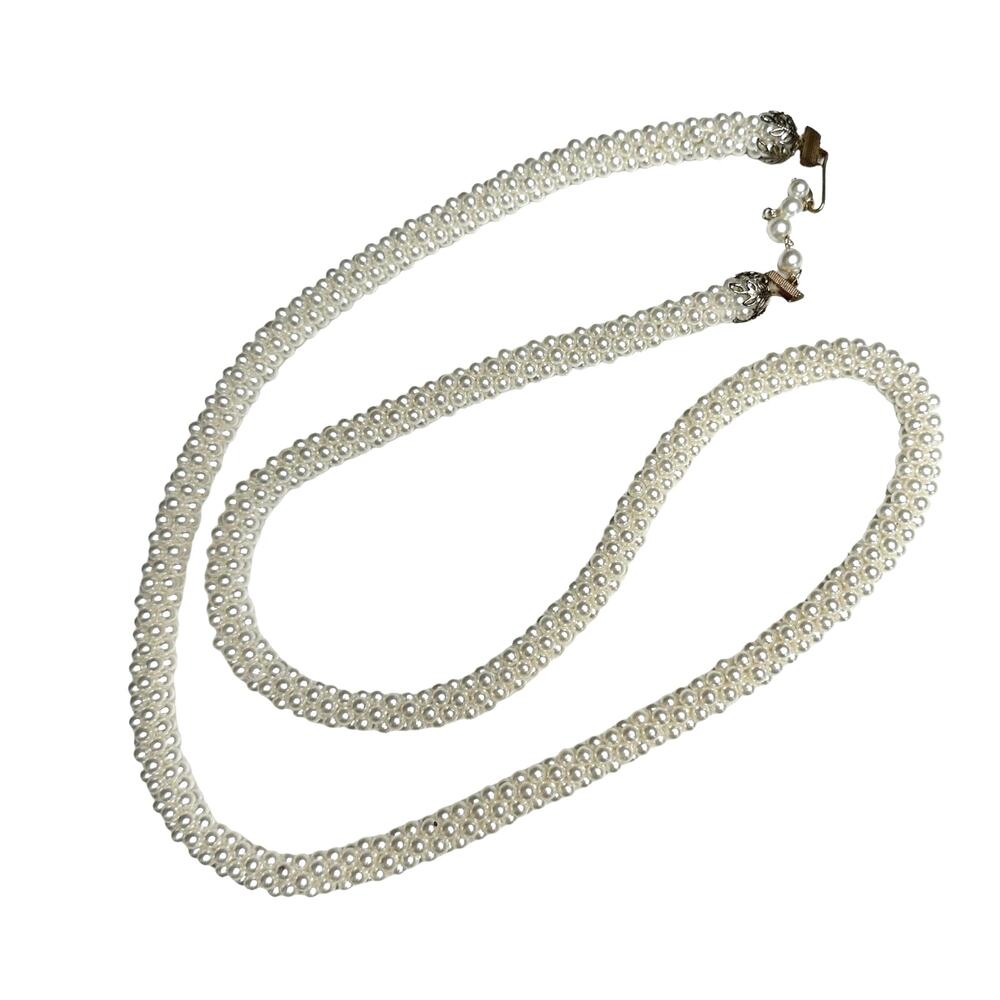 Think Faux Pearl Strand Necklace Costume Jewelry